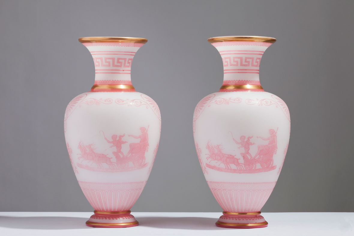 Pair of Baccarat Pink Vases